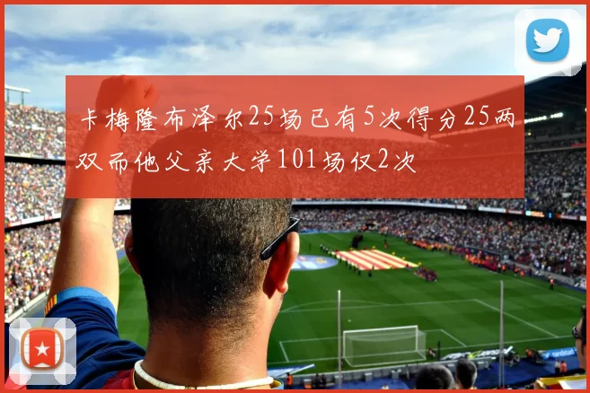 卡梅隆布泽尔25场已有5次得分25两双而他父亲大学101场仅2次